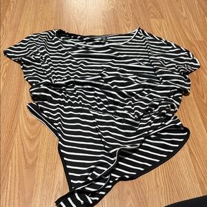 SHEIN Black and White Striped Curve Bodysuit